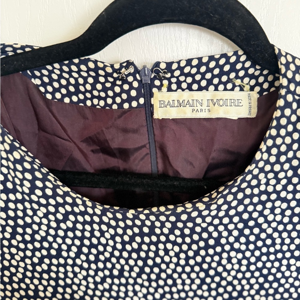 Balmain Ivoire Paris Vintage Polka Dot Ruffle Dress - Picture 6 of 8